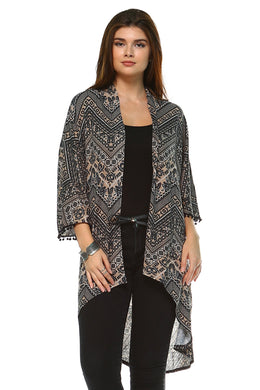Women's Printed Open Front Cardigan