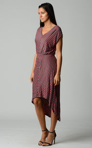 Urban Love Striped Hi-Low V-Neck Dress 