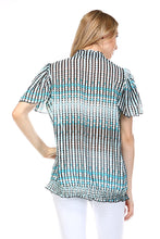 Christine V Printed Chiffon Smocked Waist Ruffle Top
