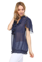 Christine V Printed Chiffon Smocked Waist Ruffle Top