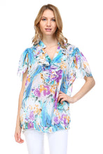 Christine V Printed Chiffon Smocked Waist Ruffle Top