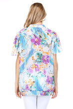 Christine V Printed Chiffon Smocked Waist Ruffle Top
