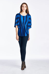 Christine V Wide Stripe Cape Sleeve Top - WholesaleClothingDeals - 3