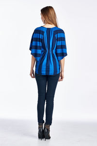 Christine V Wide Stripe Cape Sleeve Top - WholesaleClothingDeals - 6