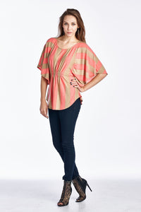 Christine V Wide Stripe Cape Sleeve Top - WholesaleClothingDeals - 14