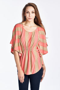 Christine V Wide Stripe Cape Sleeve Top - WholesaleClothingDeals - 12