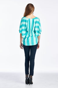 Christine V Wide Stripe Cape Sleeve Top - WholesaleClothingDeals - 10