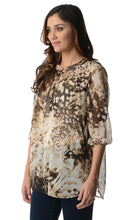 Christine V 3/4 Sleeve Printed Chiffon Button Top