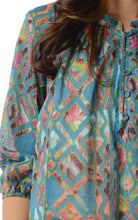 Christine V 3/4 Sleeve Printed Chiffon Button Top