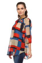 Christine V 3/4 Sleeve Printed Chiffon Button Top