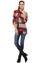 Christine V 3/4 Sleeve Printed Chiffon Button Top