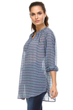 Christine V 3/4 Sleeve Printed Chiffon Button Top