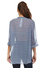 Christine V 3/4 Sleeve Printed Chiffon Button Top