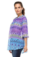 Christine V 3/4 Sleeve Printed Chiffon Button Top