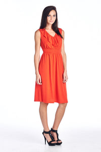 Christine V Empire Waist Smocked Ruffle V-Neck Dress 