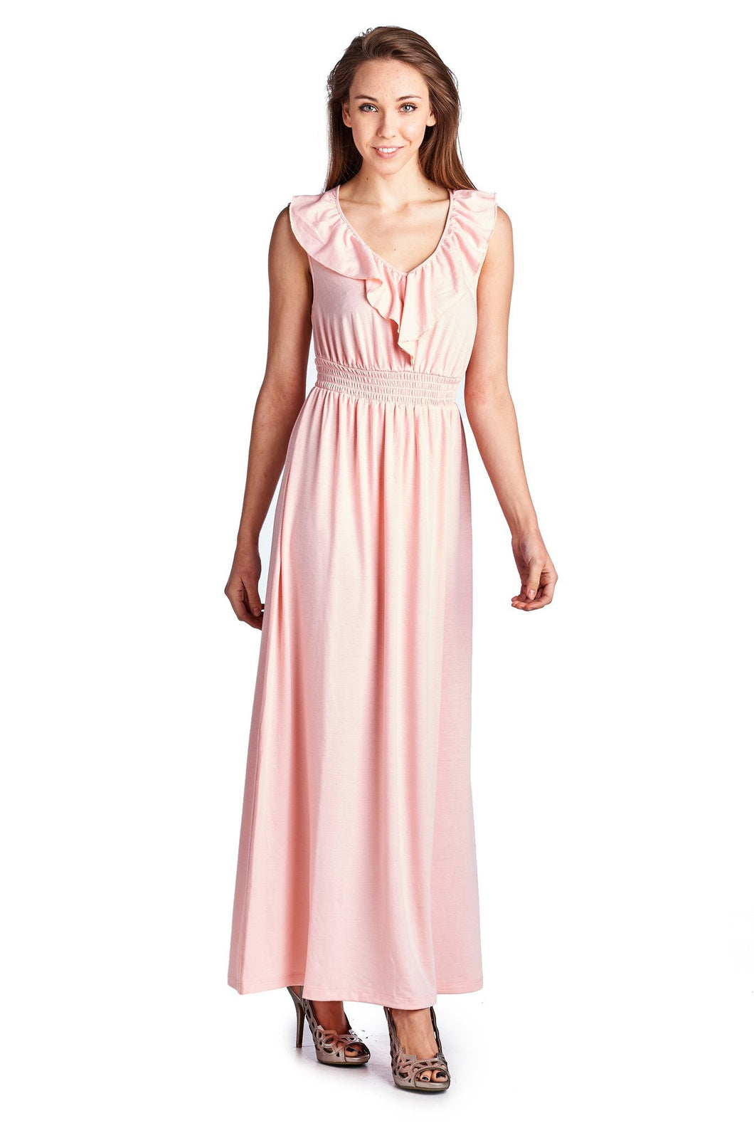 Christine V Empire Waist Smocked Maxi Dress 