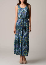 Women's Printed Tie Waist Maxi Tank Dress