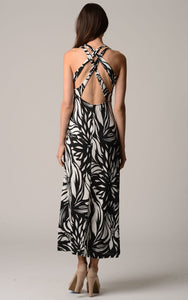 Christine V Back Cut-Out Empire Waist Printed Maxi Dress 