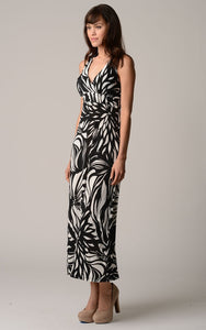 Christine V Back Cut-Out Empire Waist Printed Maxi Dress 