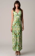 Urban Love V-Neck Printed Jersey Empire Waist Maxi Dress 