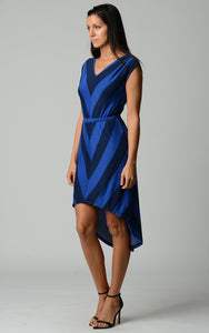 Christine V Chevron Stripe Jersey Hi-Low Dress 