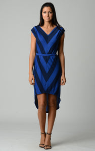 Christine V Chevron Stripe Jersey Hi-Low Dress 