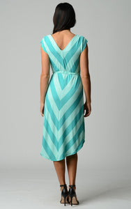 Christine V Chevron Stripe Jersey Hi-Low Dress 