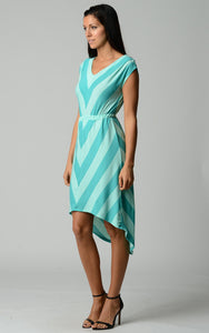 Christine V Chevron Stripe Jersey Hi-Low Dress 