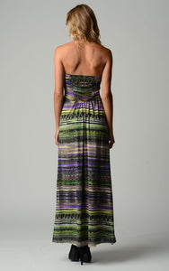 Urban Love Abstract Stripe Strapless Maxi Dress 