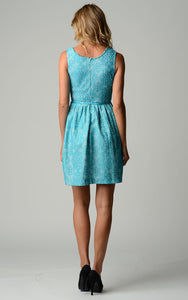 Christine V Belted Fit & Flare Lace Dress 