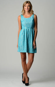 Christine V Belted Fit & Flare Lace Dress 