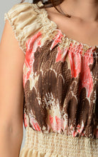 Christine V Patterned Knee Length Peasant Dress 