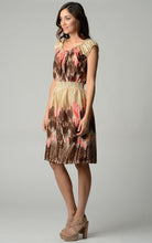 Christine V Patterned Knee Length Peasant Dress 