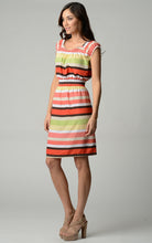 Christine V Striped Print Knee-length Peasant Dress 