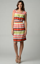 Christine V Striped Print Knee-length Peasant Dress 