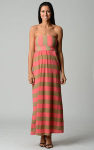 Christine V Strapless Wide Stripe Maxi Dress 