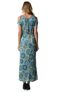 Christine V Cold Shoulder Printed Tie Waist Maxi Dress - WholesaleClothingDeals - 10