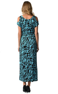 Christine V Cold Shoulder Printed Tie Waist Maxi Dress - WholesaleClothingDeals - 15