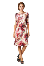 Women's 3/4 Three Quarter Sleeve Abstract Print Midi Dress
