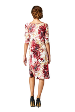 Women's 3/4 Three Quarter Sleeve Abstract Print Midi Dress
