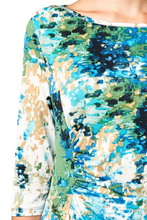 Women's 3/4 Three Quarter Sleeve Abstract Print Midi Dress