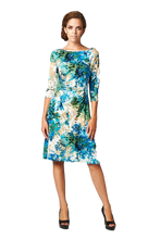 Women's 3/4 Three Quarter Sleeve Abstract Print Midi Dress