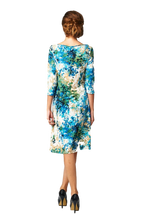 Women's 3/4 Three Quarter Sleeve Abstract Print Midi Dress