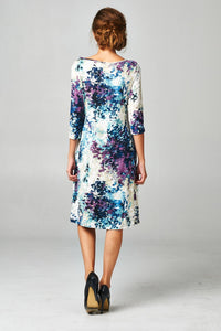 Christine V 3/4 Sleeve Abstract Printed Midi Dress 