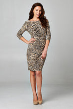 Christine V 3/4 Sleeve Slim Fit Sheath Dress with Leopard Pattern - WholesaleClothingDeals - 1