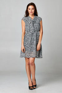 Christine V Printed Tie Neck Dress - WholesaleClothingDeals - 1