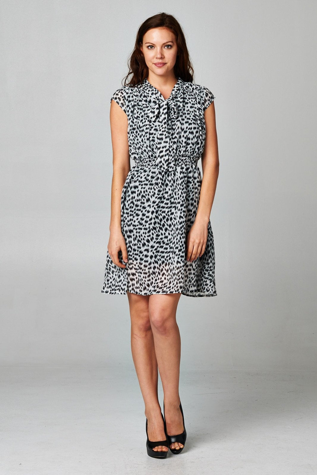 Christine V Printed Tie Neck Dress - WholesaleClothingDeals - 1