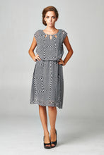 Christine V Printed Chiffon Blouson Dress with Neck Trim