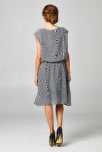 Christine V Printed Chiffon Blouson Dress with Neck Trim