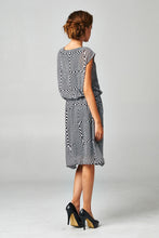 Christine V Printed Chiffon Blouson Dress with Neck Trim